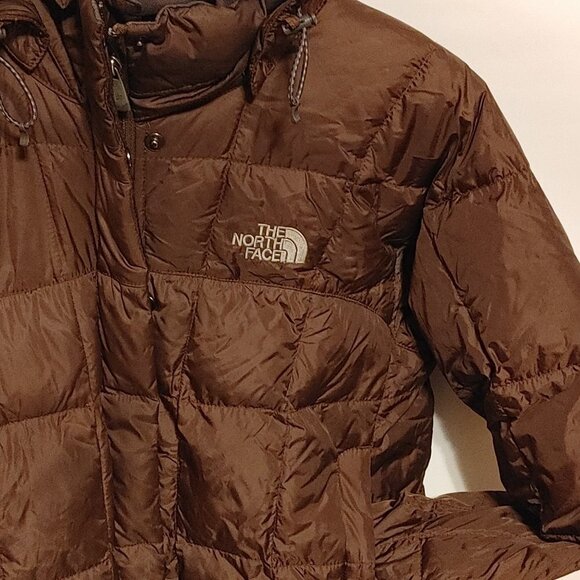 The North Face LONG 600 Puffer Goose Down Jacket Brown with Detachable Hood S - Picture 2 of 13